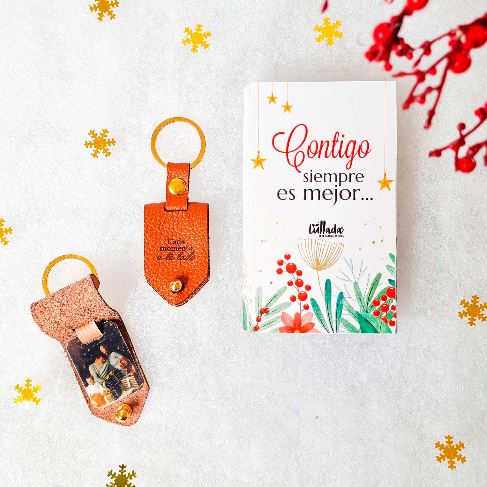 Llavero de cuero con foto - Navidad